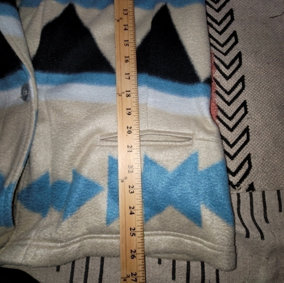 VICKI WAYNE SOUTHWEST FLEECE CARDIGAN JACKET, SZ LARGE PETITE - Picture 13 of 14